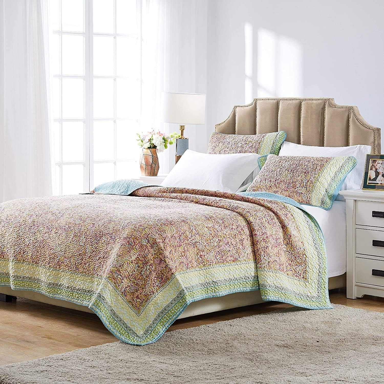 Pastel Floral Cotton Throw Blanket