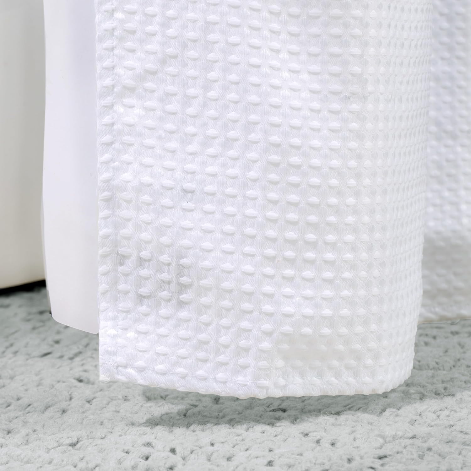 White Waffle Weave Bath Curtain