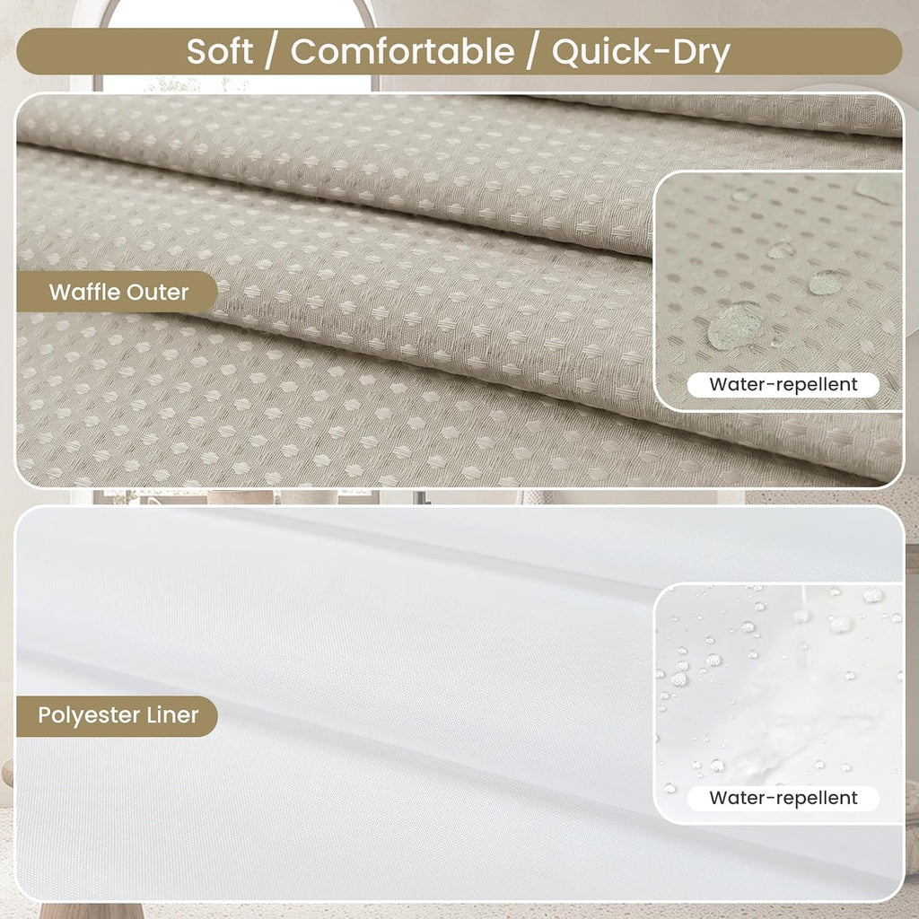 Khaki Hookless Waffle Curtain Set