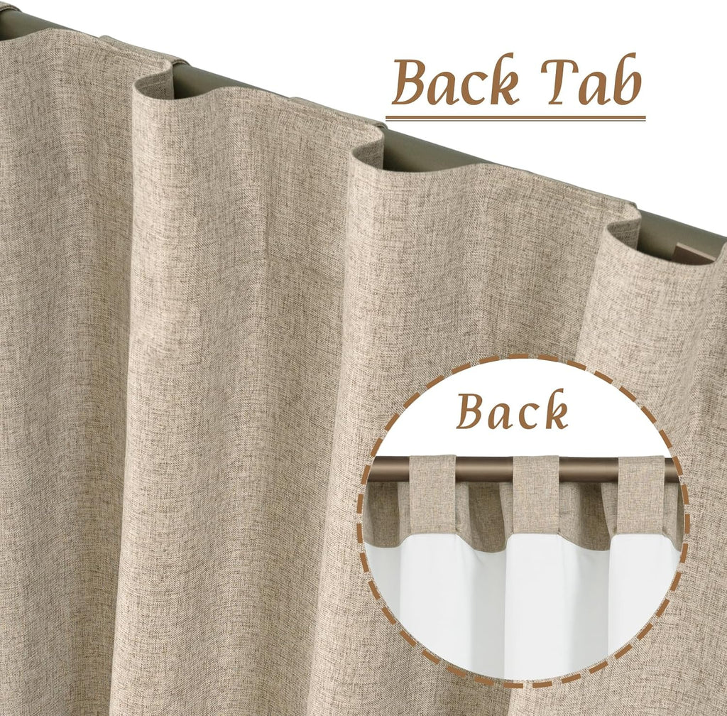 Taupe Linen Textured Blackout Curtains
