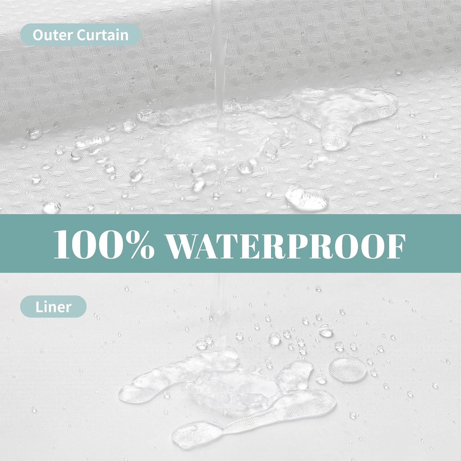 White Hookless Waffle Bath Curtain