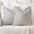 Navy Striped Fringe Pillow Covers