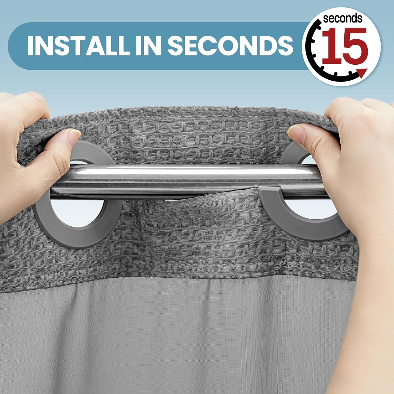 Grey Thick Waffle Bath Curtain Set