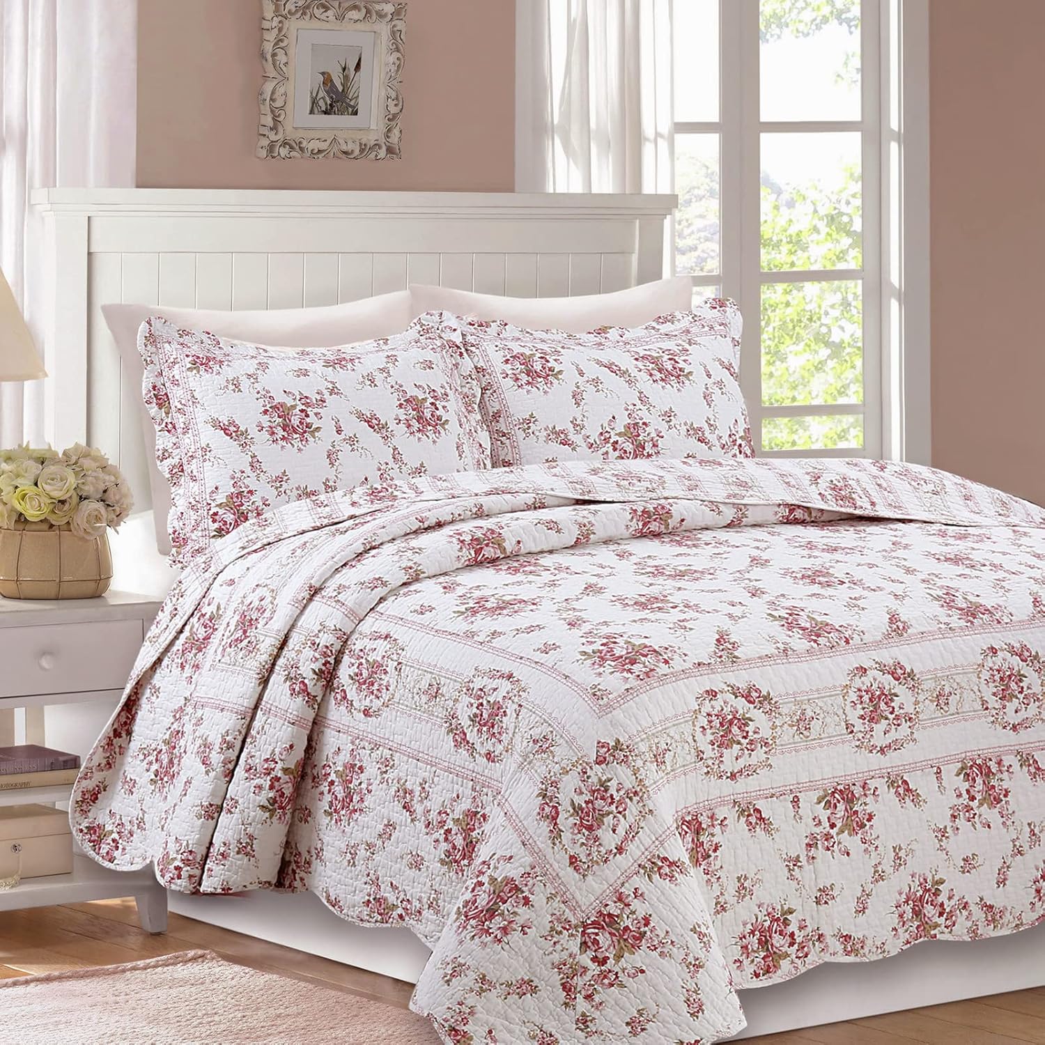 Pink Peony Floral Throw Blanket