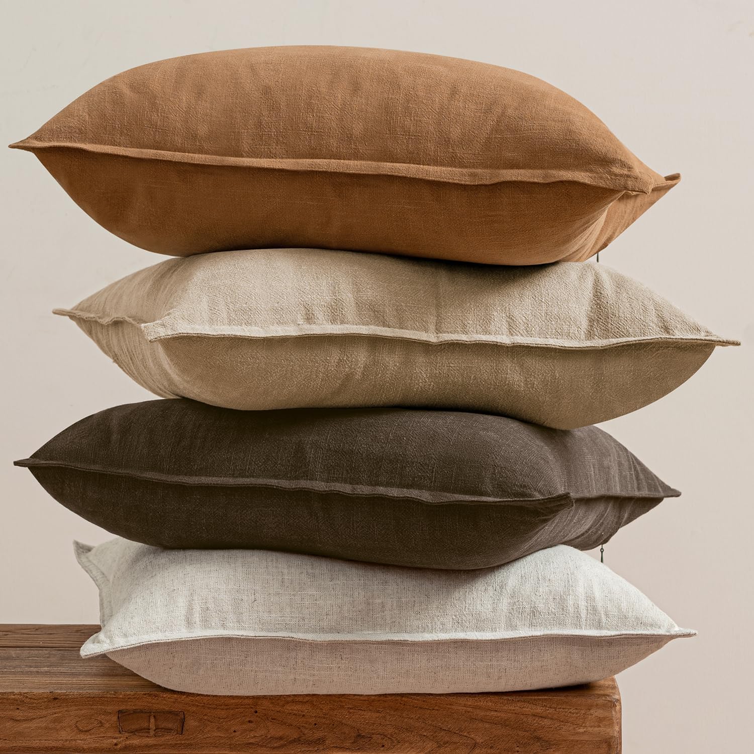 Brown Boho Linen Pillow Covers