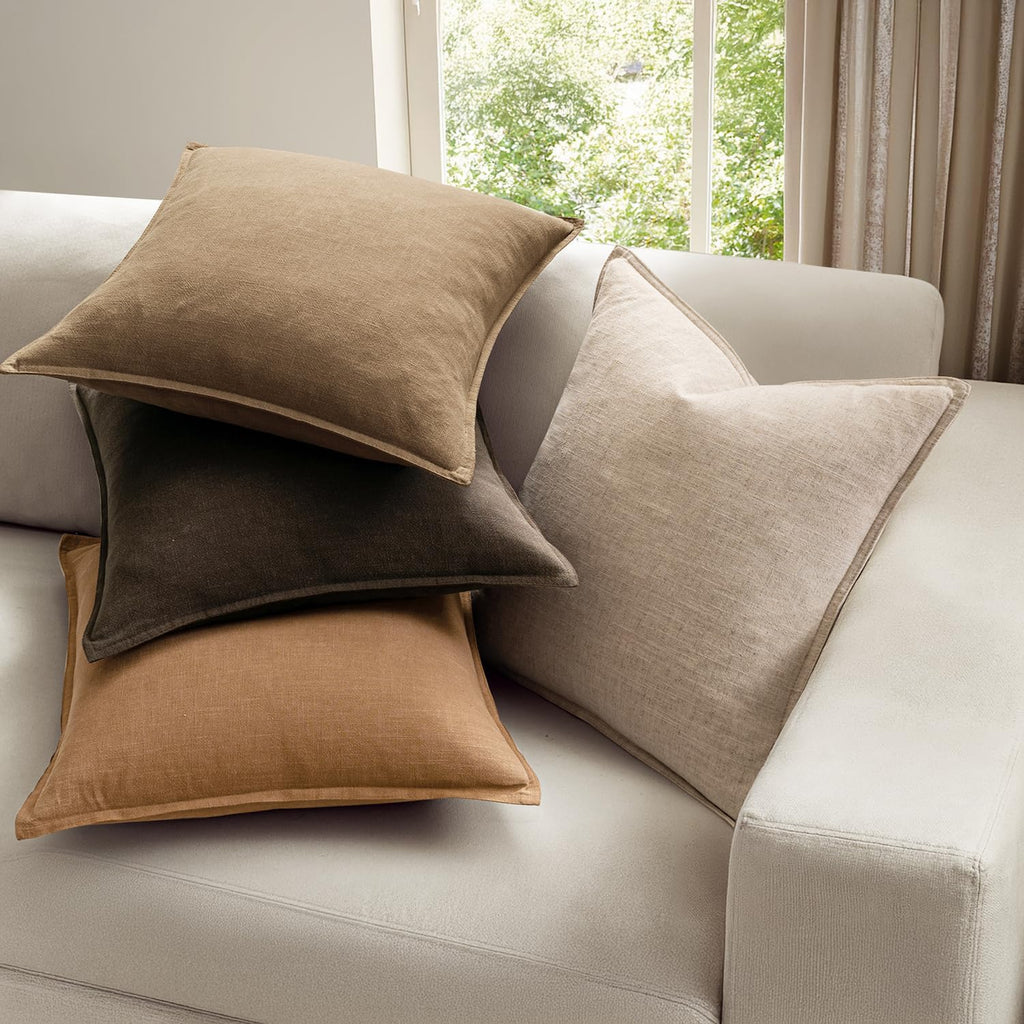 Brown Boho Linen Pillow Covers