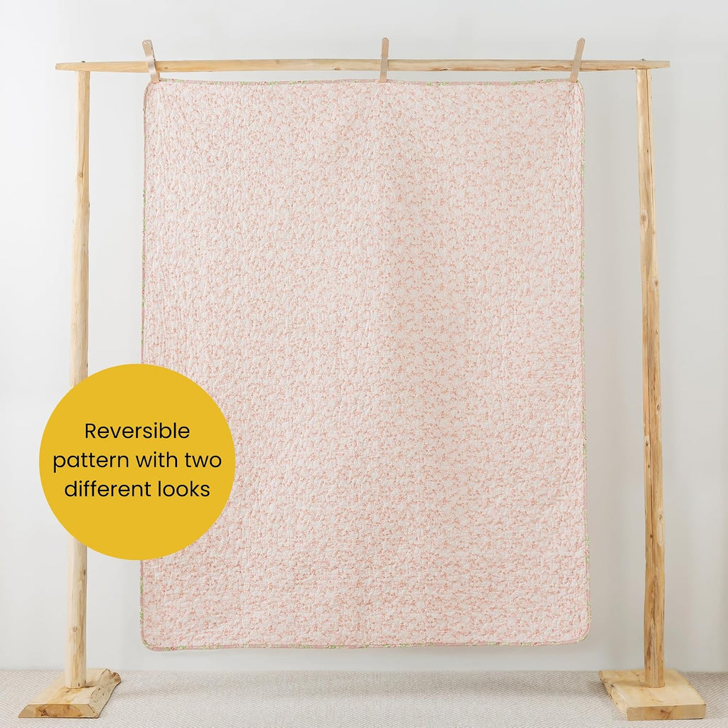 Blush Floral Quilted Throw Blanket