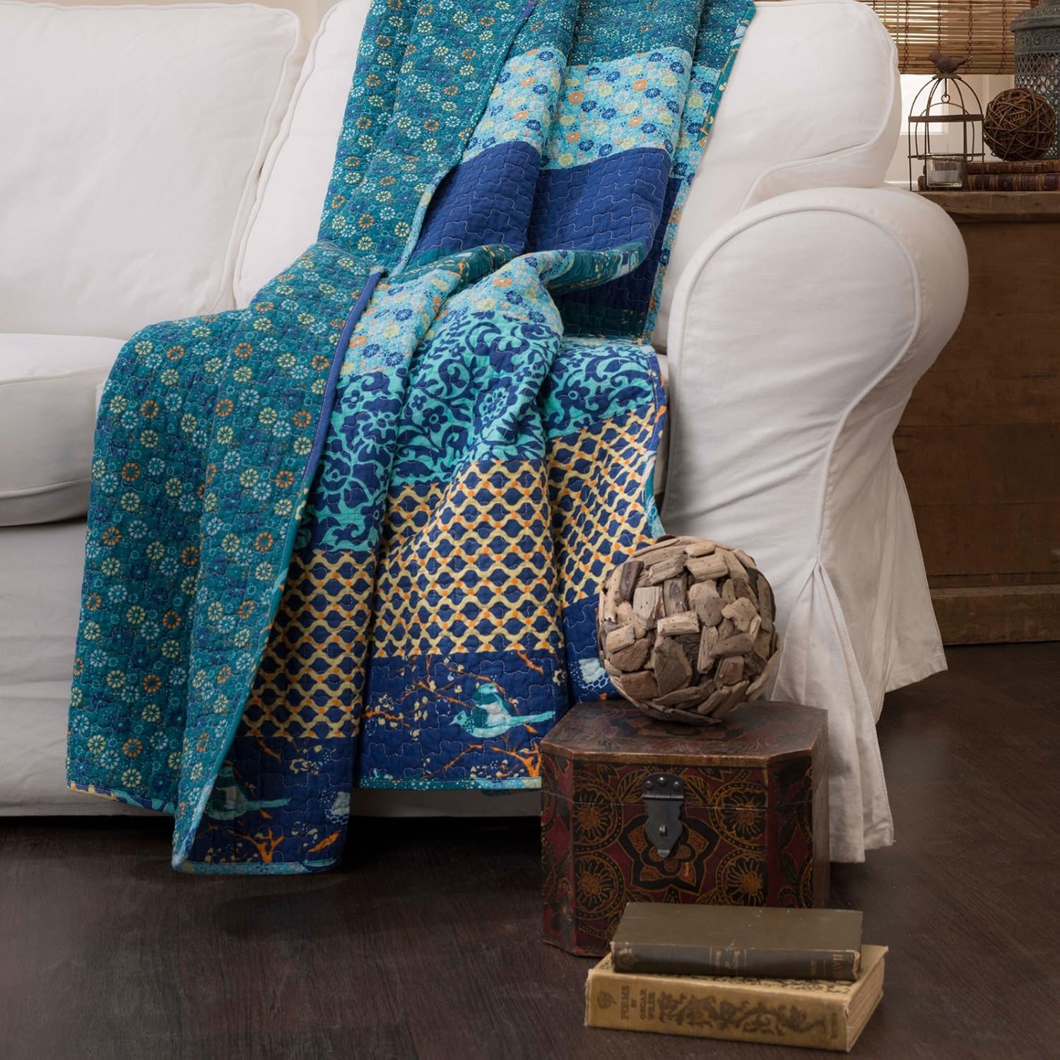 Peacock Reversible Cotton Throw Blanket