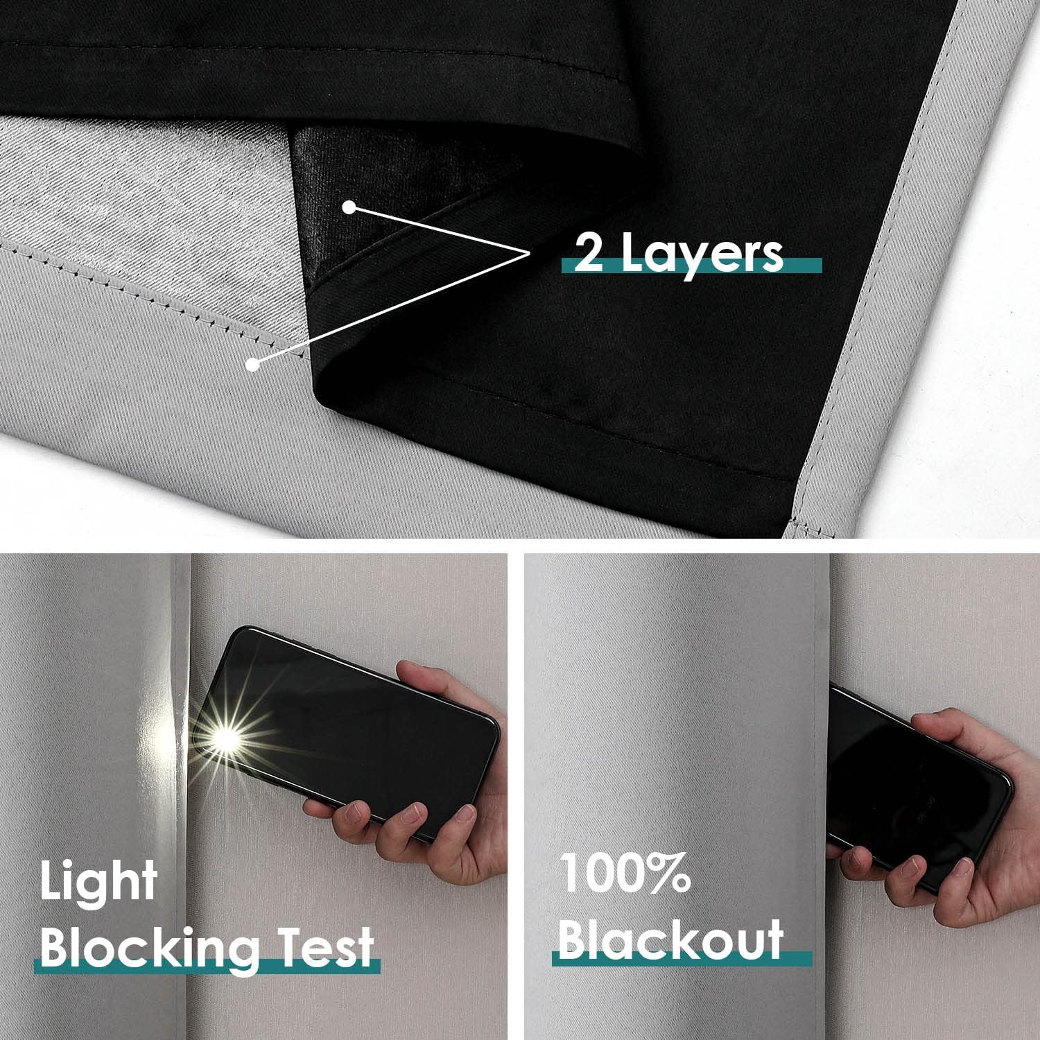 Light Grey Double Layer Blackout Curtains