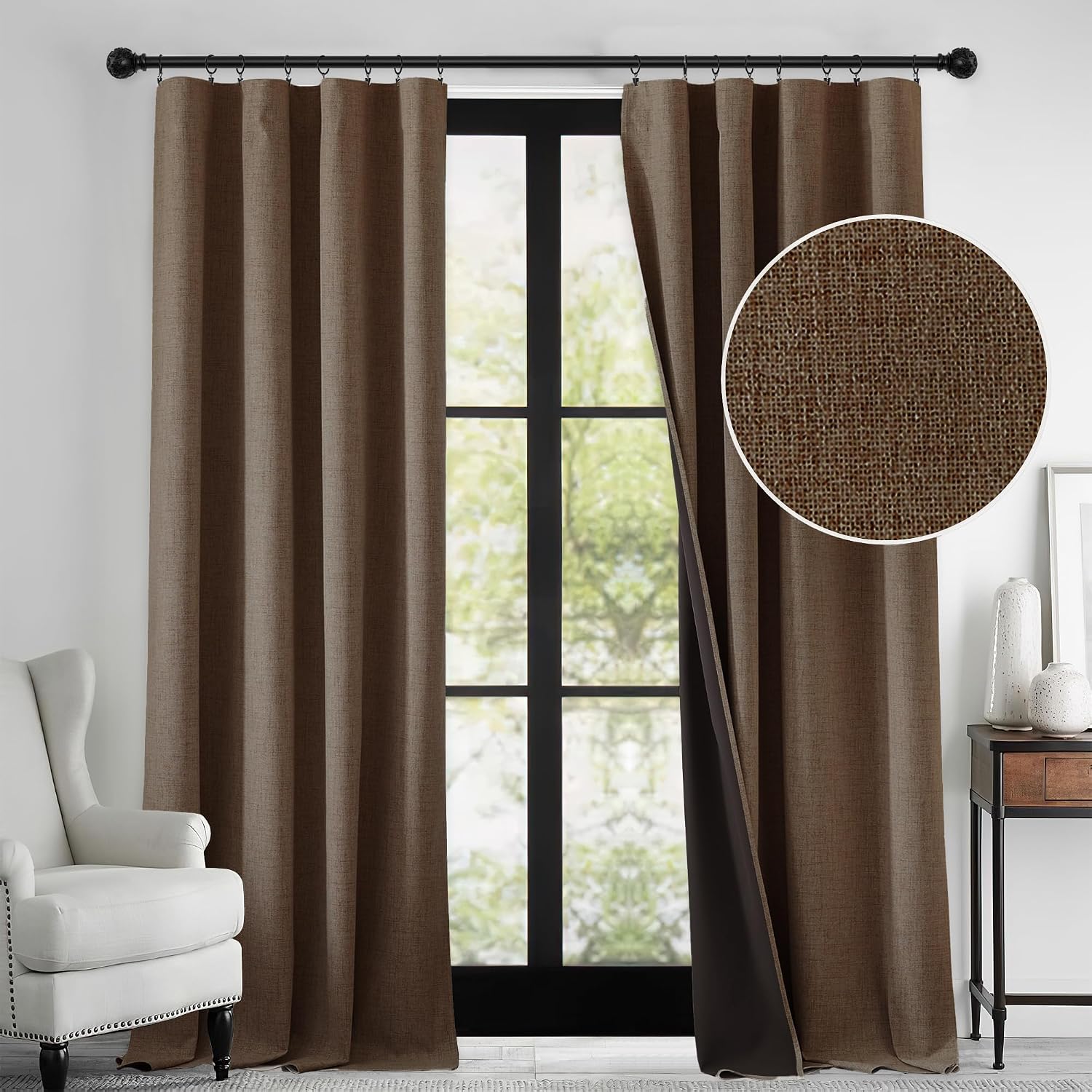 Coffee Textured Blackout Curtains