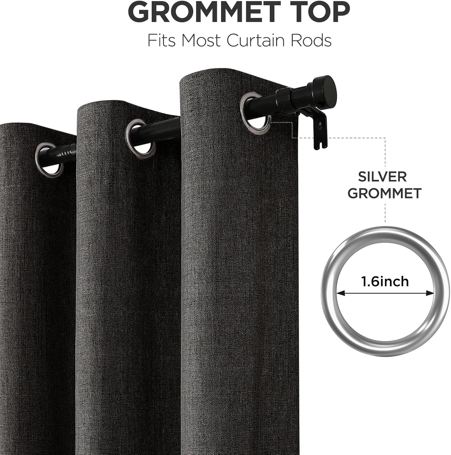 Charcoal Grey Textured Blackout Curtains