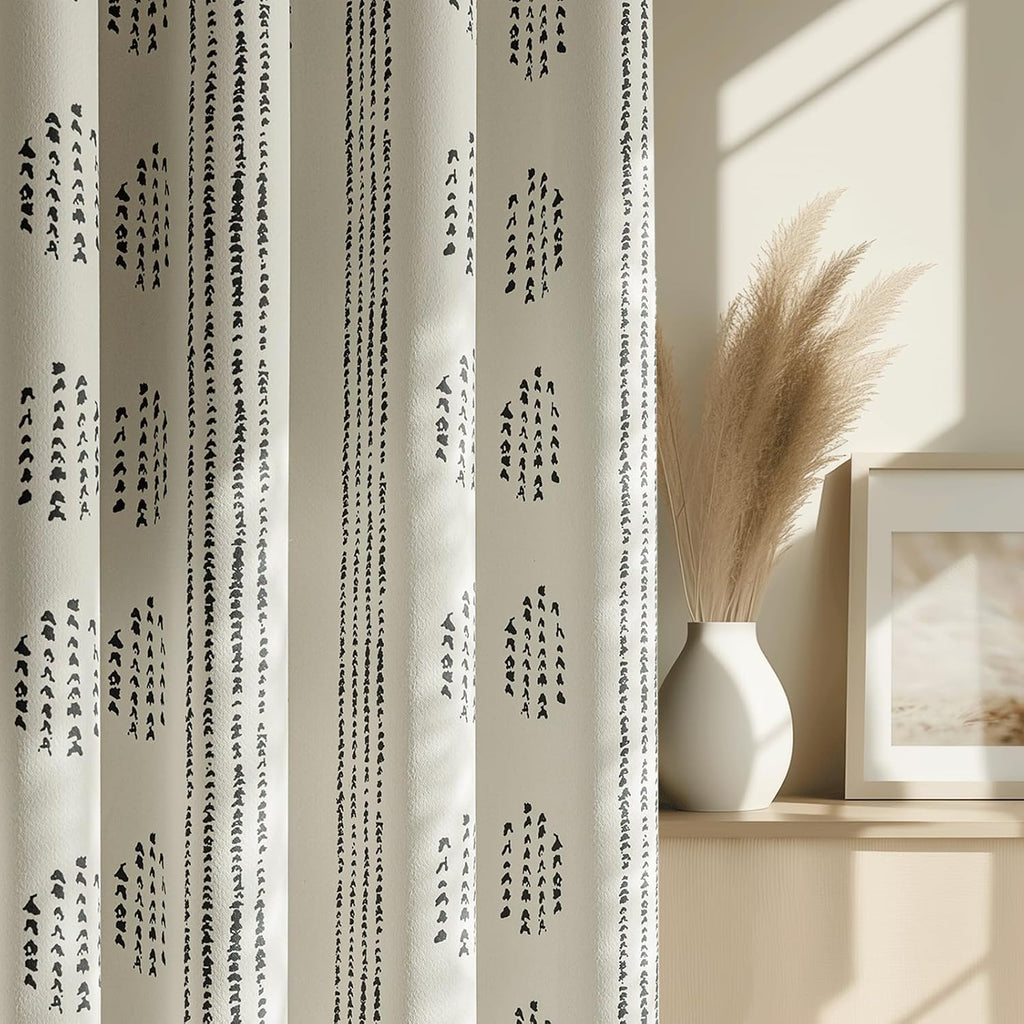 Beige Geometric Blackout Curtains