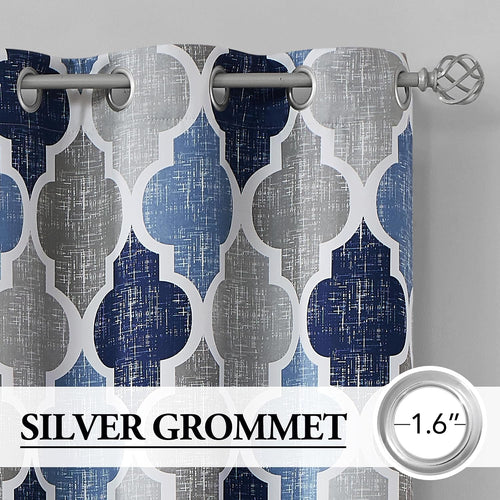 Blue Grey Geo Blackout Curtains