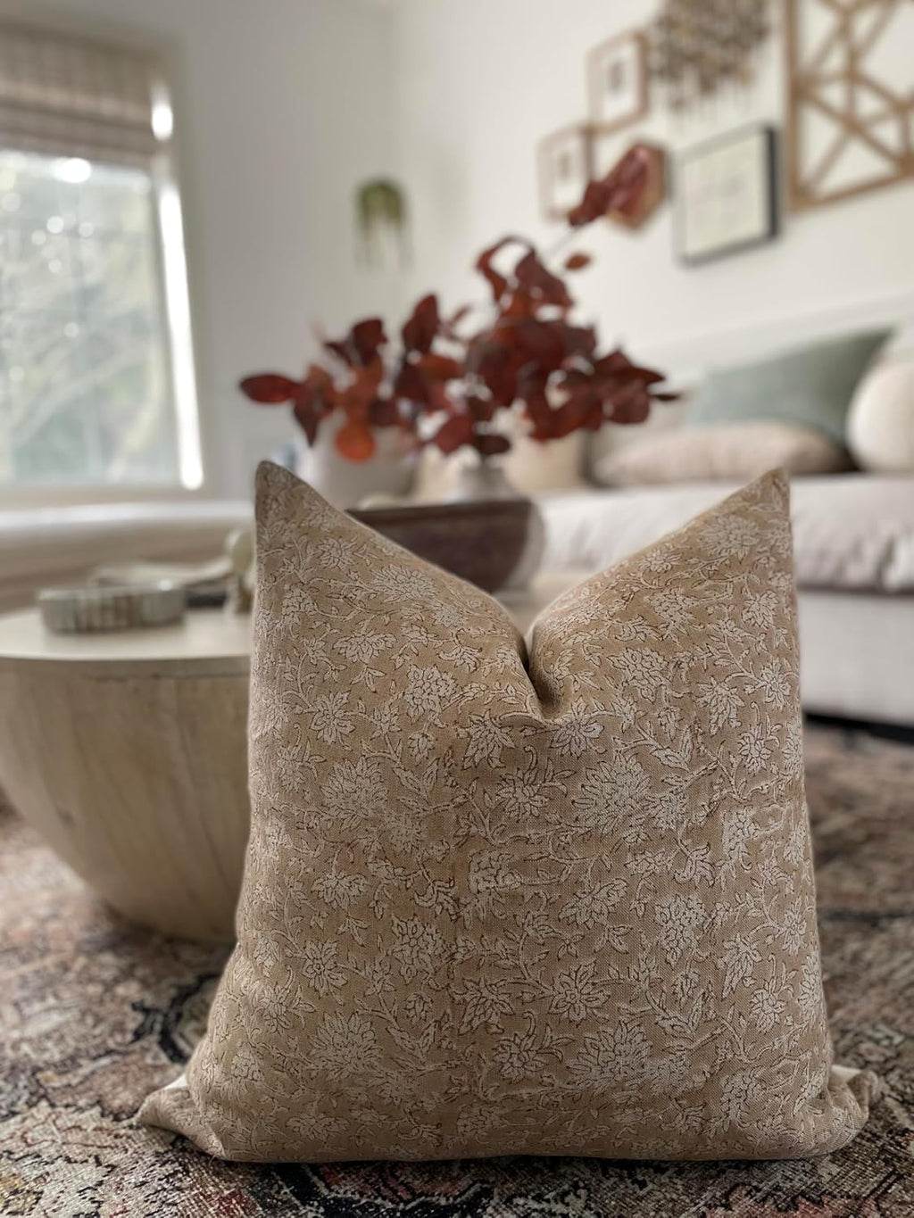 Vintage Printed Linen Pillow Cover