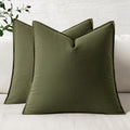 Olive Green Linen Pillow Covers