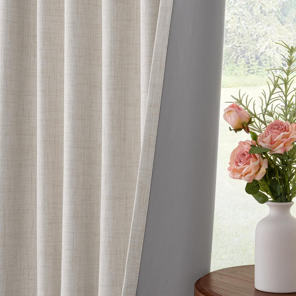 Beige Linen Thermal Blackout Curtains