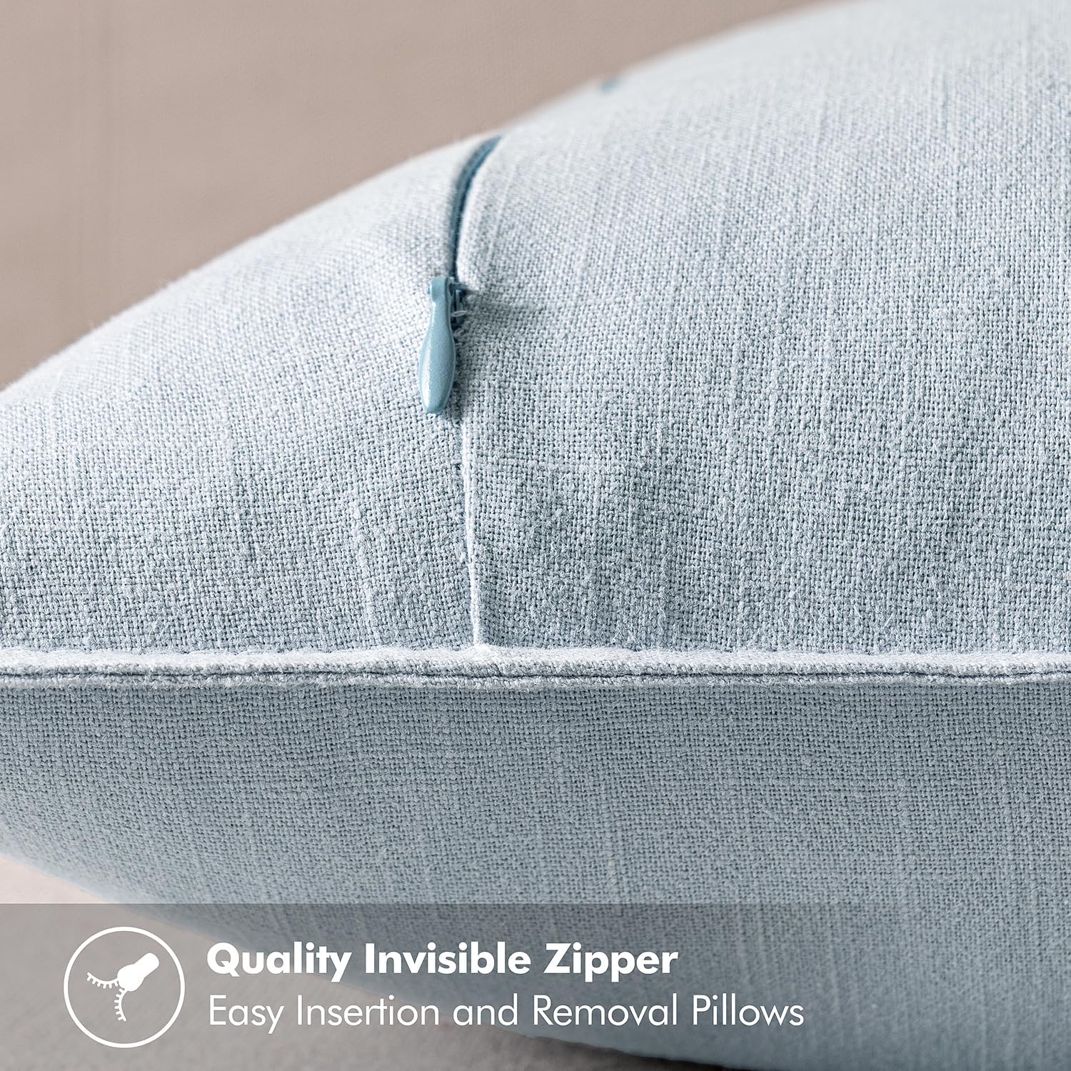Light Blue Linen Pillow Covers