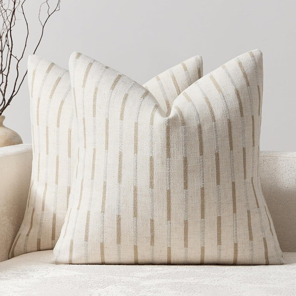 Khaki Textured Linen Pillow Covers