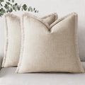 Beige Tassel Linen Pillow Covers