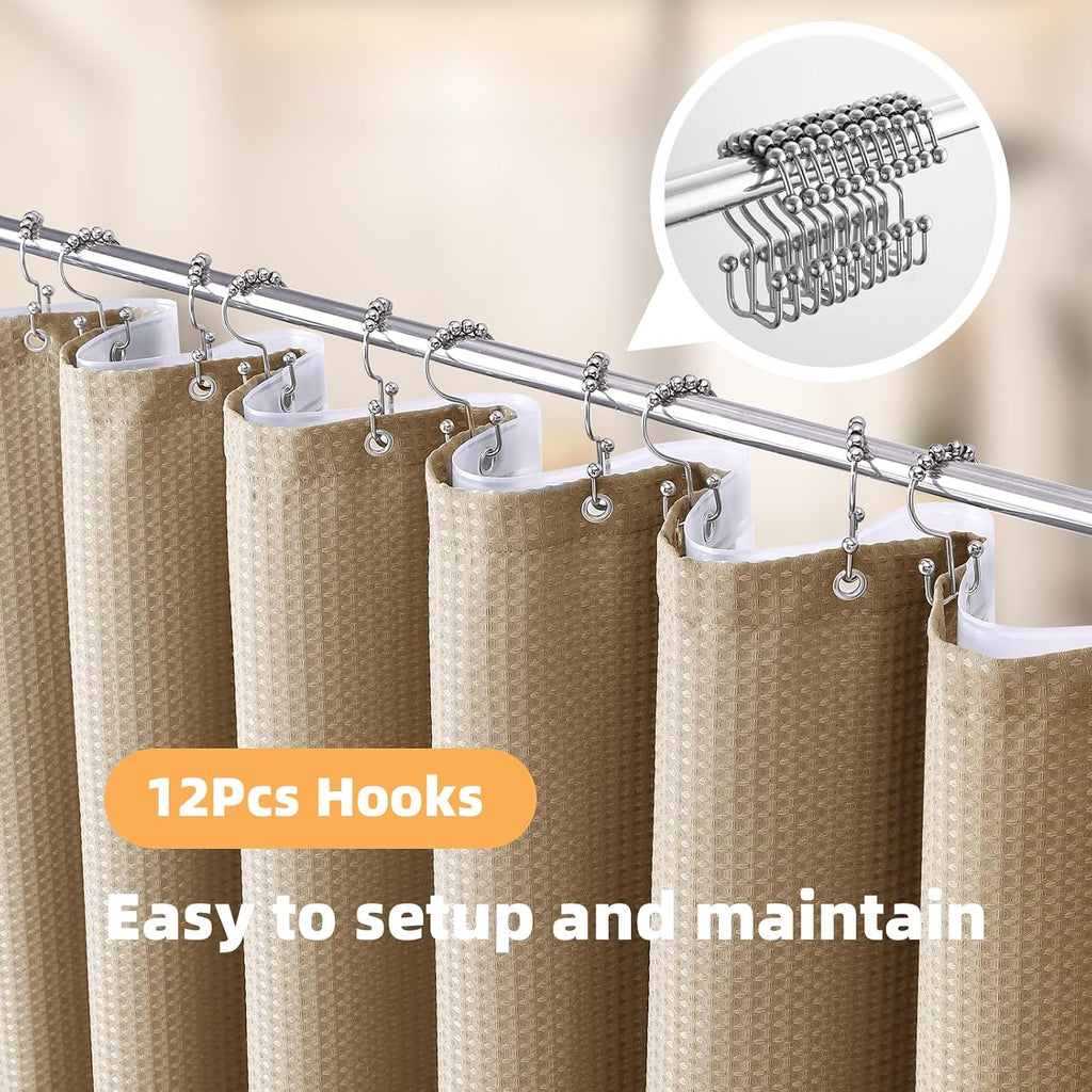 Khaki Waterproof Waffle Curtain Set