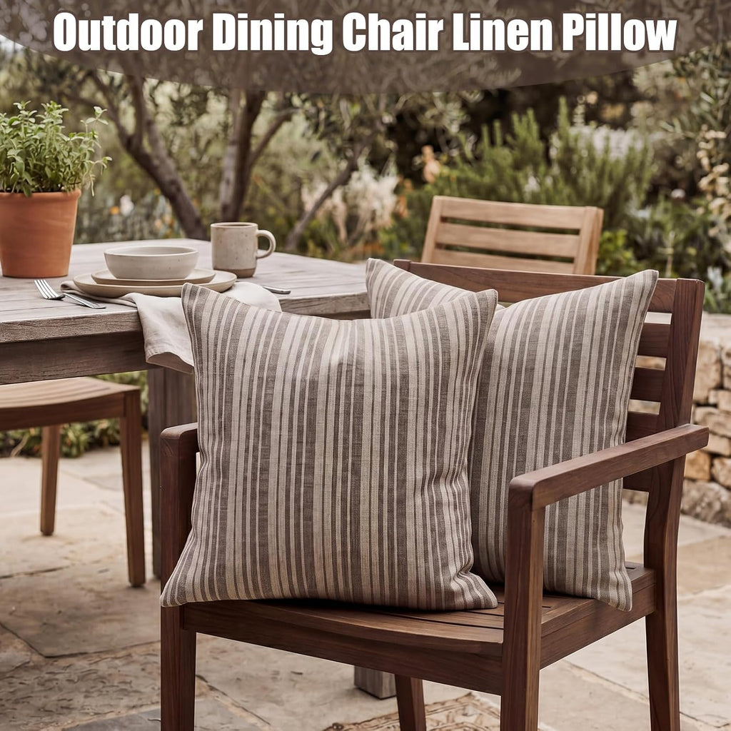 Brown Striped Linen Pillow Covers