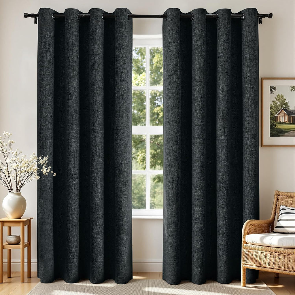Charcoal Grey Textured Blackout Curtains