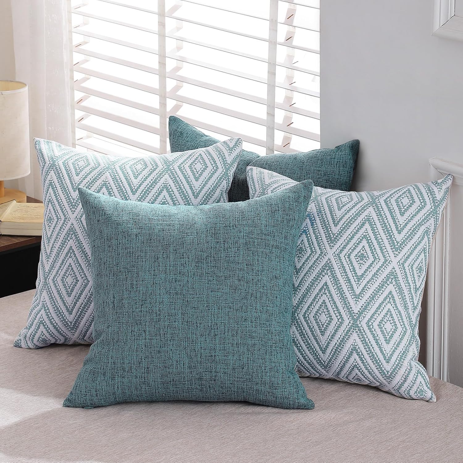 Blue Linen Decorative Pillow Covers