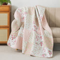 Blush Floral Quilted Throw Blanket