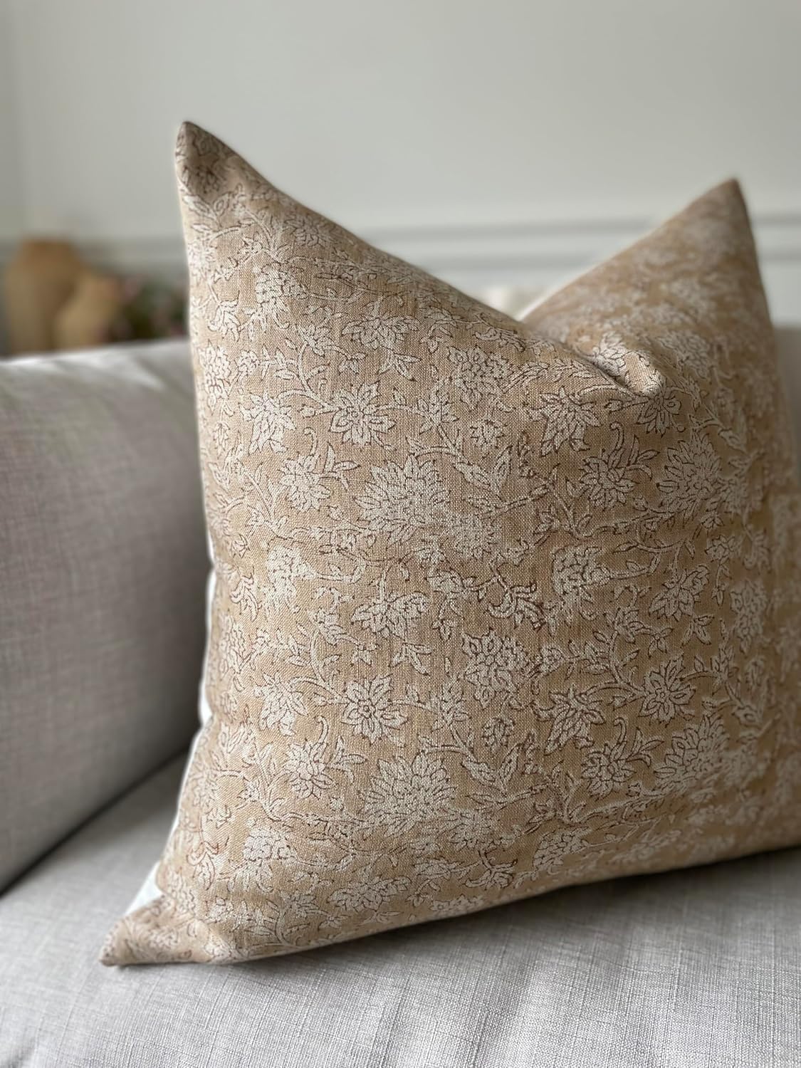 Vintage Printed Linen Pillow Cover