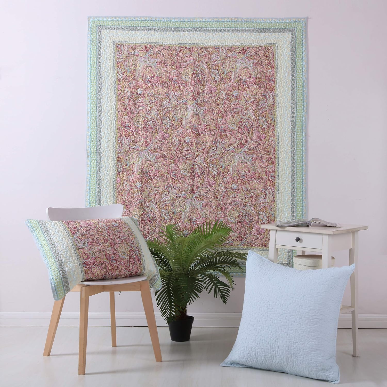 Pastel Floral Cotton Throw Blanket