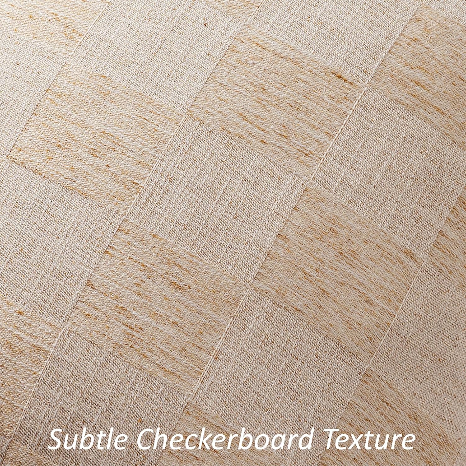 Natural Grid Linen Pillow Covers