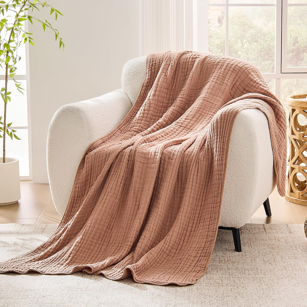 Coffee Cotton Muslin Throw Blanket
