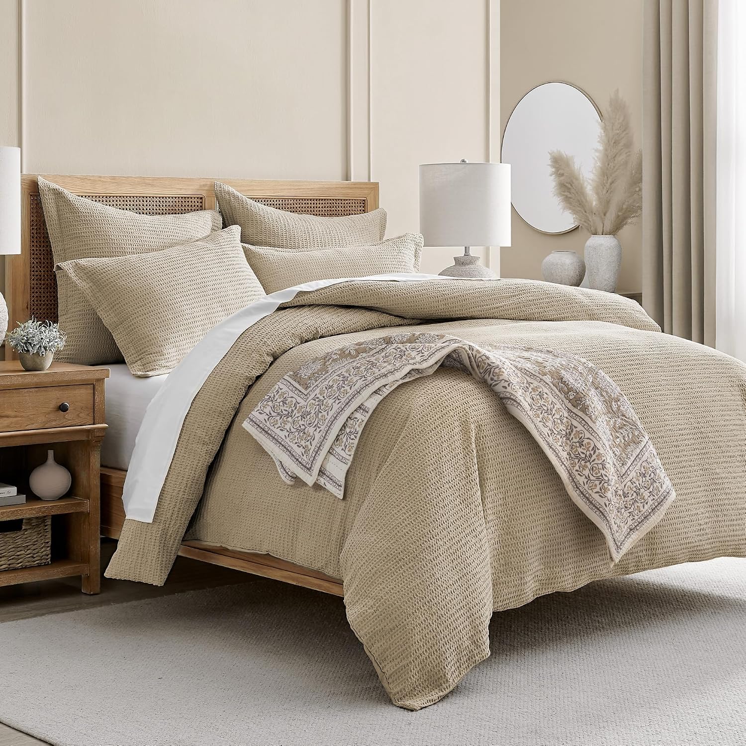 Taupe Floral Quilted Throw