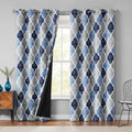 Blue Grey Geo Blackout Curtains