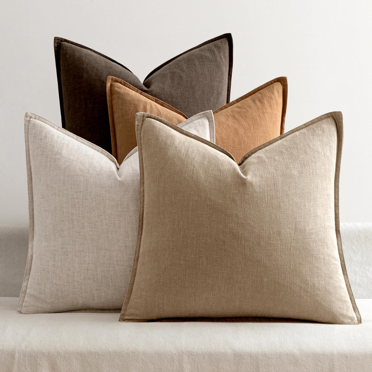 Brown Boho Linen Pillow Covers
