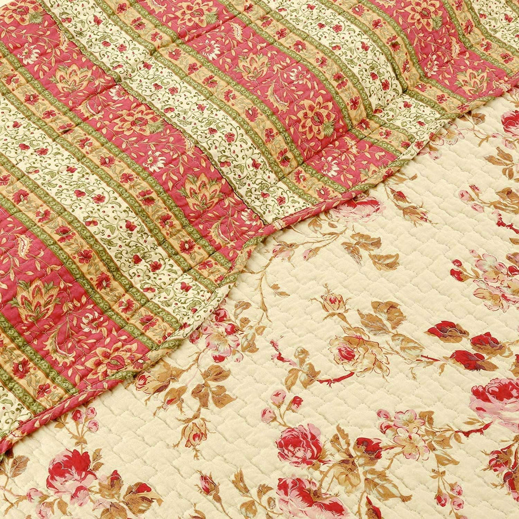 Pink Floral Quilted Throw Blanket