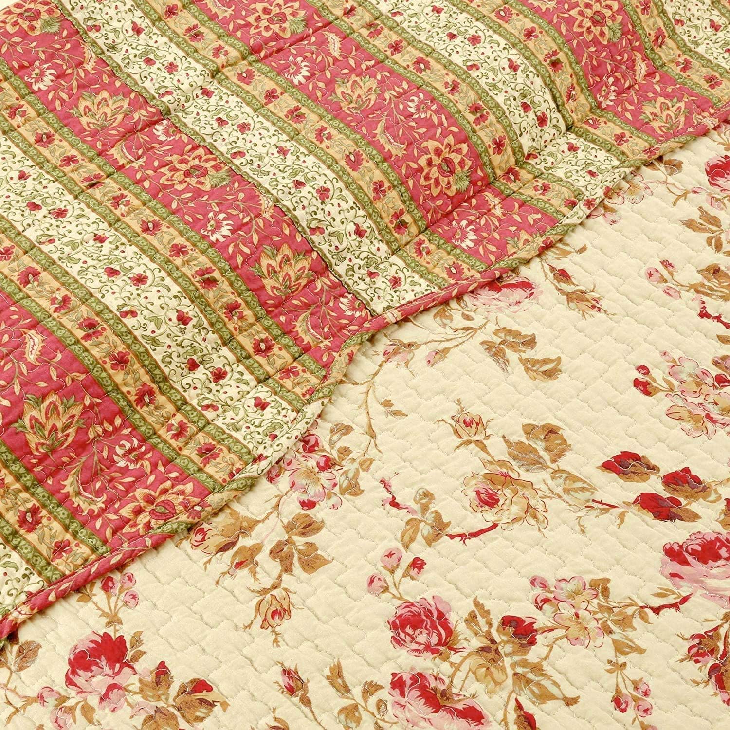 Pink Floral Quilted Throw Blanket